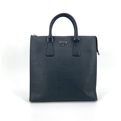 PRADA(プラダ) サフィアーノレザー トライアングルロゴ トートバッグ ネイビー