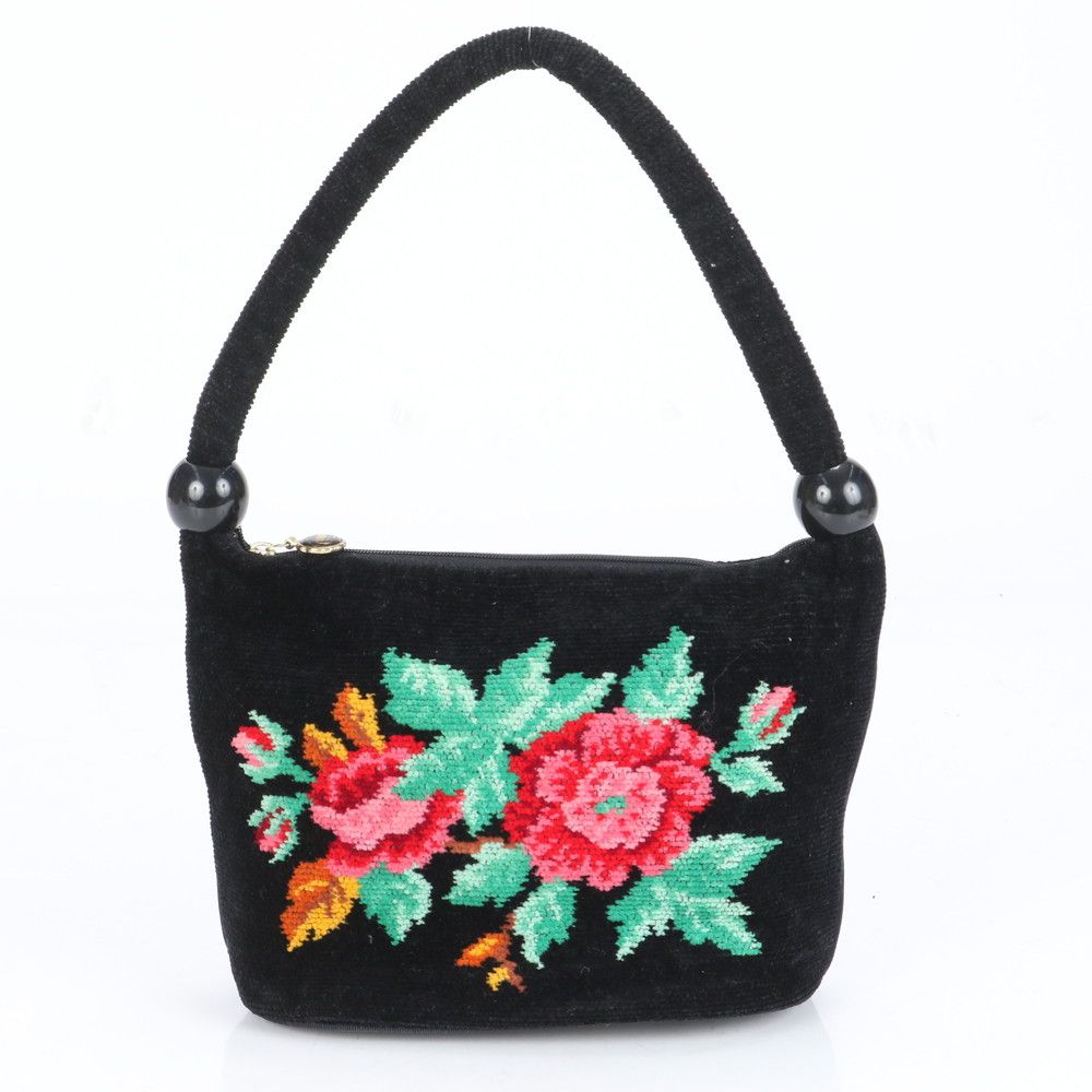 ■極美品 フェイラー シュニール織 フラワー 花柄 刺繍 ゴールド 金具