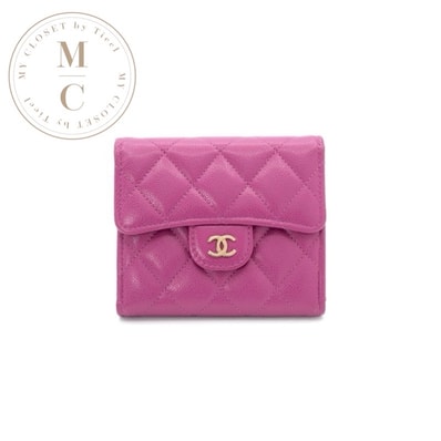 シャネル CHANEL 財布 三つ折り財布 ミニ財布 ミニウォレット パープル ゴールド マトラッセ ココマーク コンパクトウォレット