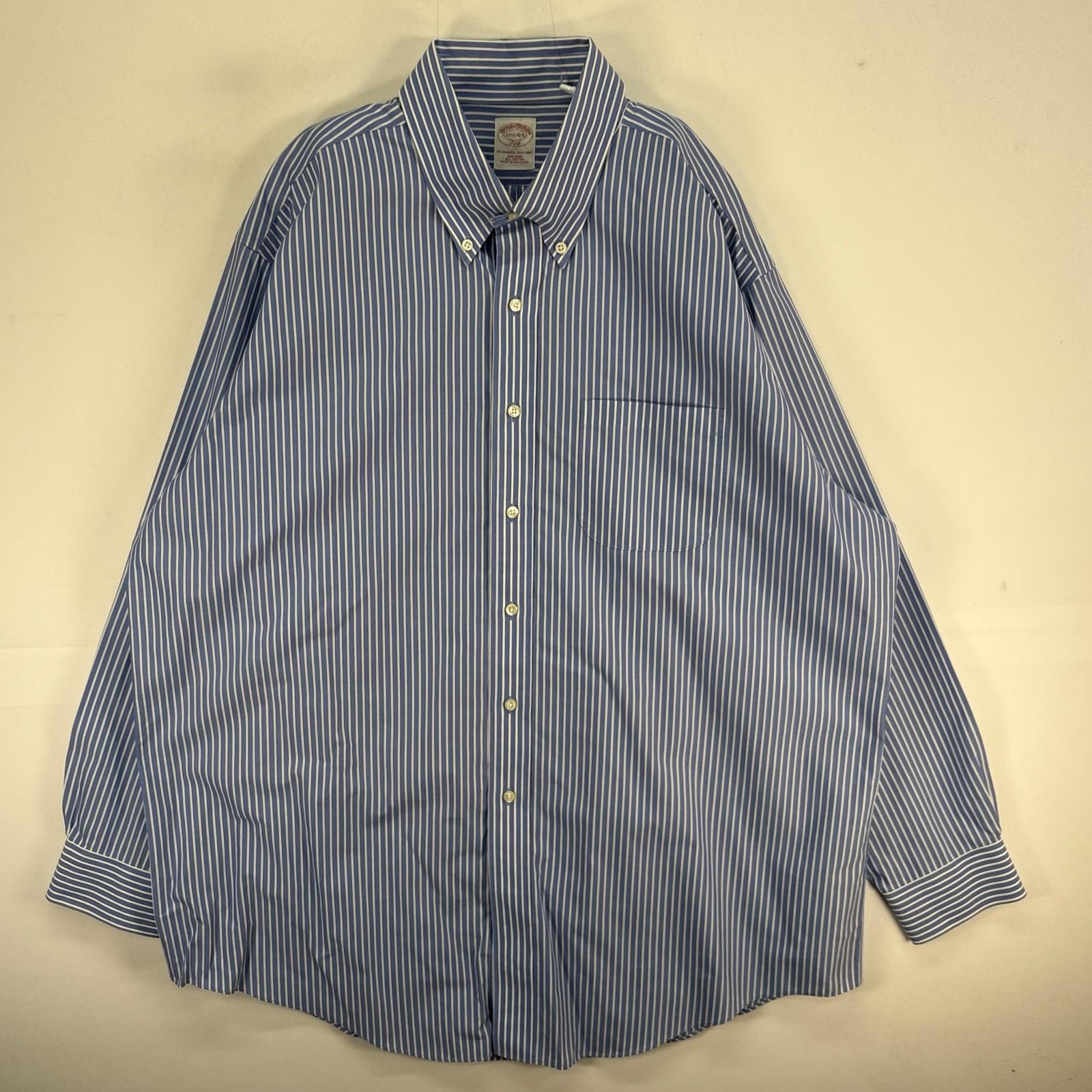 古着 ブルックスブラザーズ Brooks Brothers 長袖シャツ ボタンダウン 346 XL  ブルー系 ストライプ メンズ