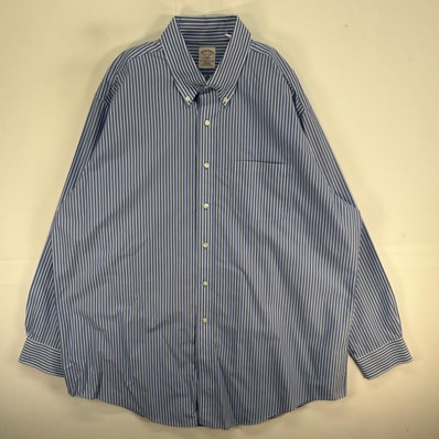 古着 ブルックスブラザーズ Brooks Brothers 長袖シャツ ボタンダウン 346 XL ブルー系 ストライプ メンズ