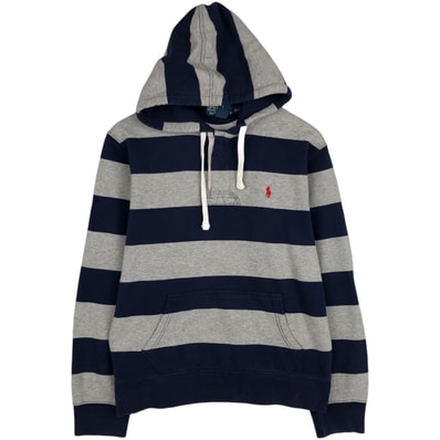 古着 ラルフローレン Ralph Lauren POLO by Ralph Lauren ボーダー柄 スウェットハーフボタンパーカー メンズM相当/eaa635497