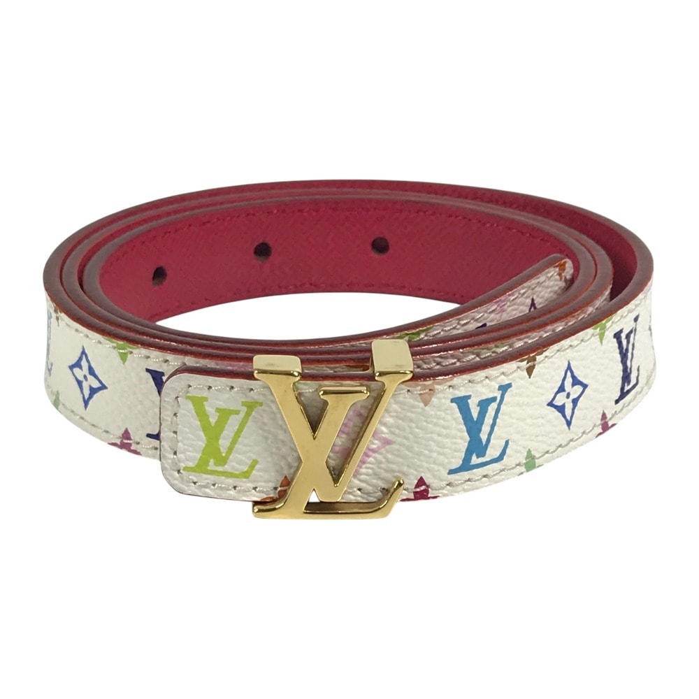ルイヴィトン LOUIS VUITTON サンチュールイニシャル 不明 モノグラムマルチカラー アクセサリー バックル ボトムス用ベルト 細ベルト ベルト モノグラムマルチカラーキャンバス ブロン ホワイト