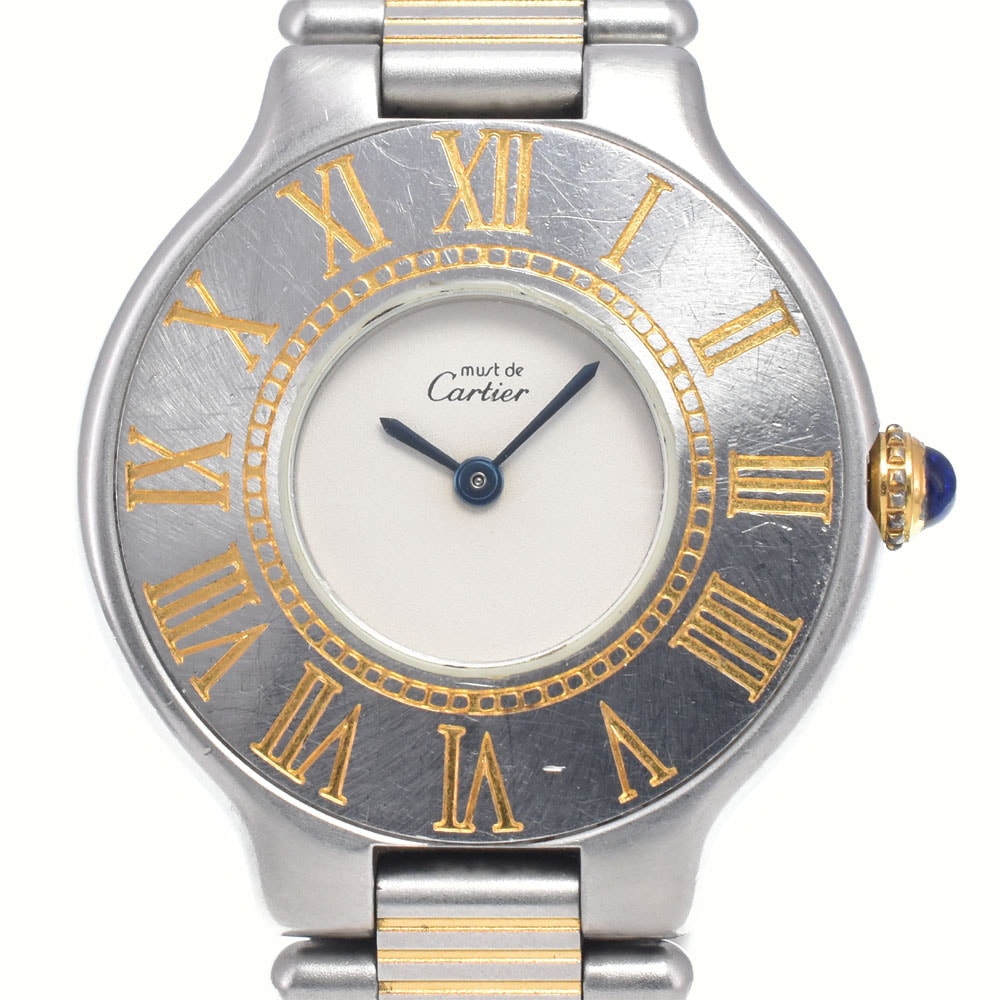 カルティエ CARTIER マスト21 SS/GP アイボリー クォーツ レディース 腕時計 I#148084