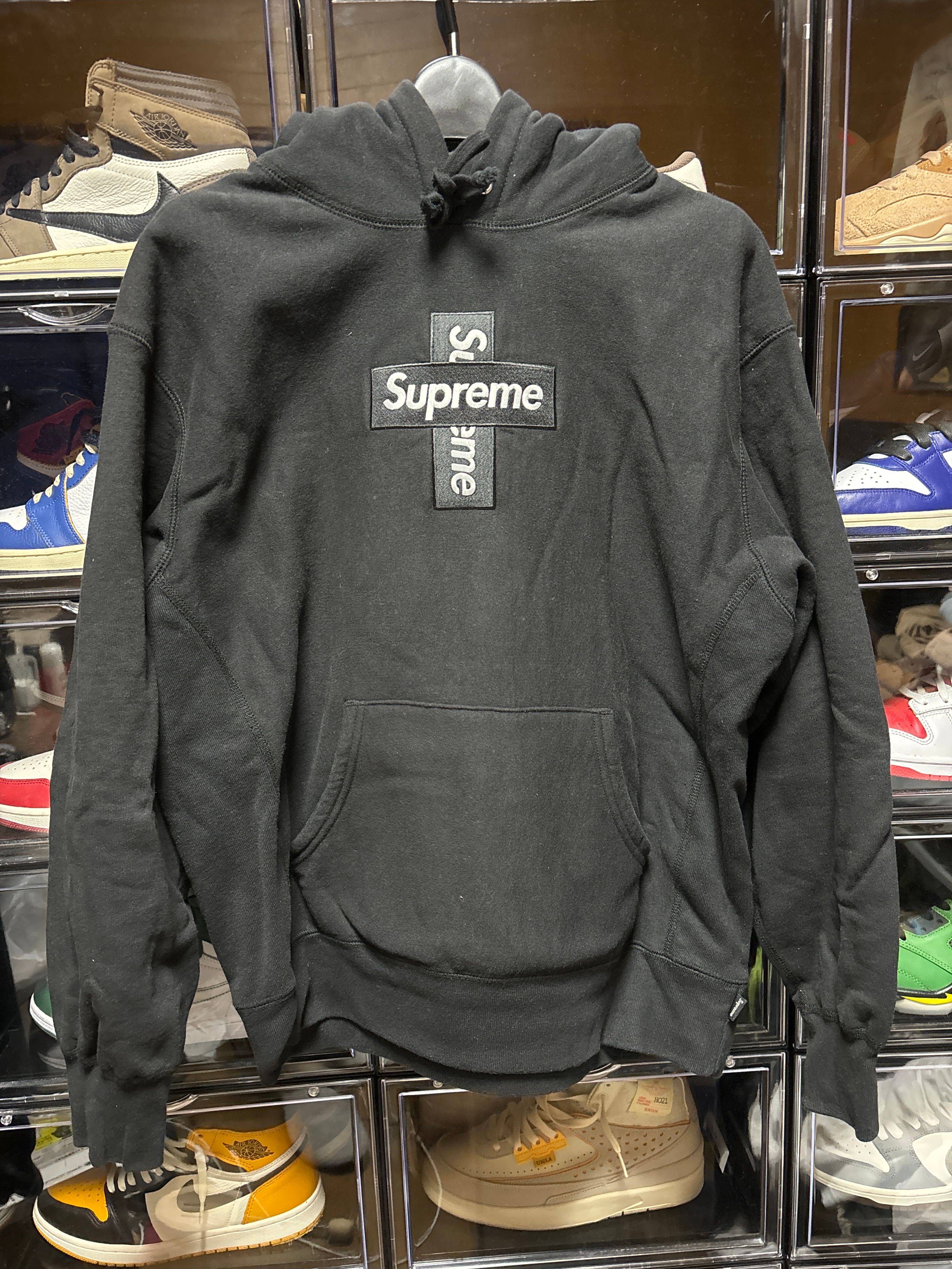Supreme Cross Box Logo Hooded Sweatshirt "Black"