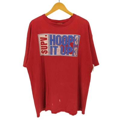 90-00s 白タグ USA製 SUPV HOOP IT UP 3×3 バスケットボール スラング Tシャツ【1143264033472】