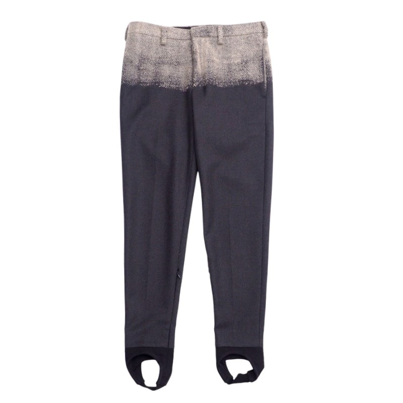 ■美品■PRADA プラダ パンツ サイズ46 ボタンフライ ウール グレー/ベージュ イタリア製 ブランド古着【中古】20241226/RA2721