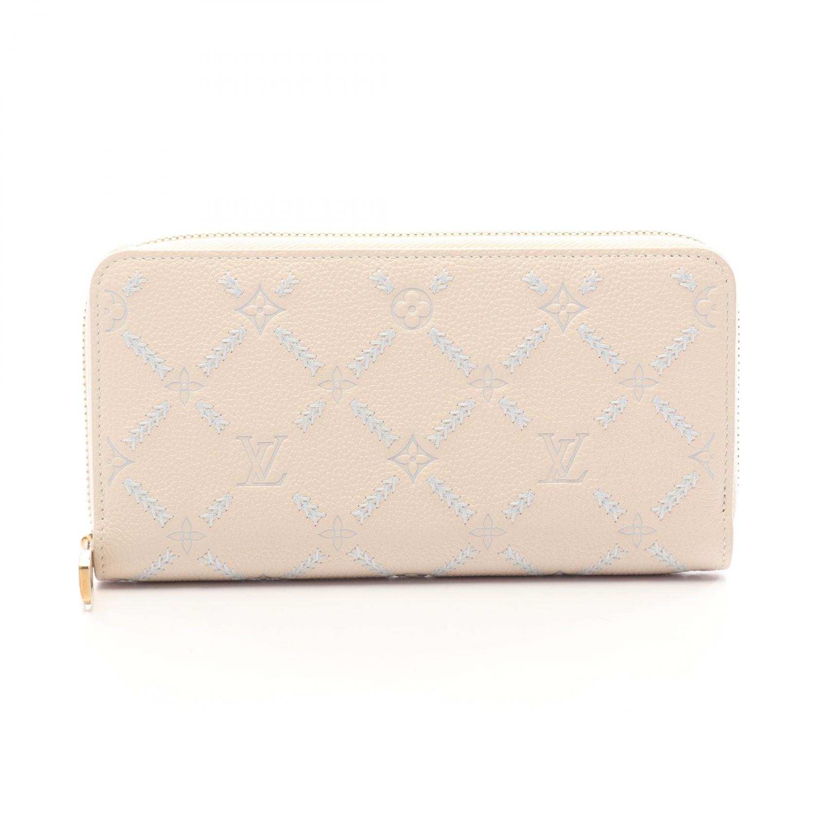 ルイ・ヴィトン LOUIS VUITTON ジッピーウォレット モノグラムアンプラント クオーツクチュール 日本限定 ラウンド長財布 財布 レザー レディース アイボリー系 / ブルー系 M28510 【中古】