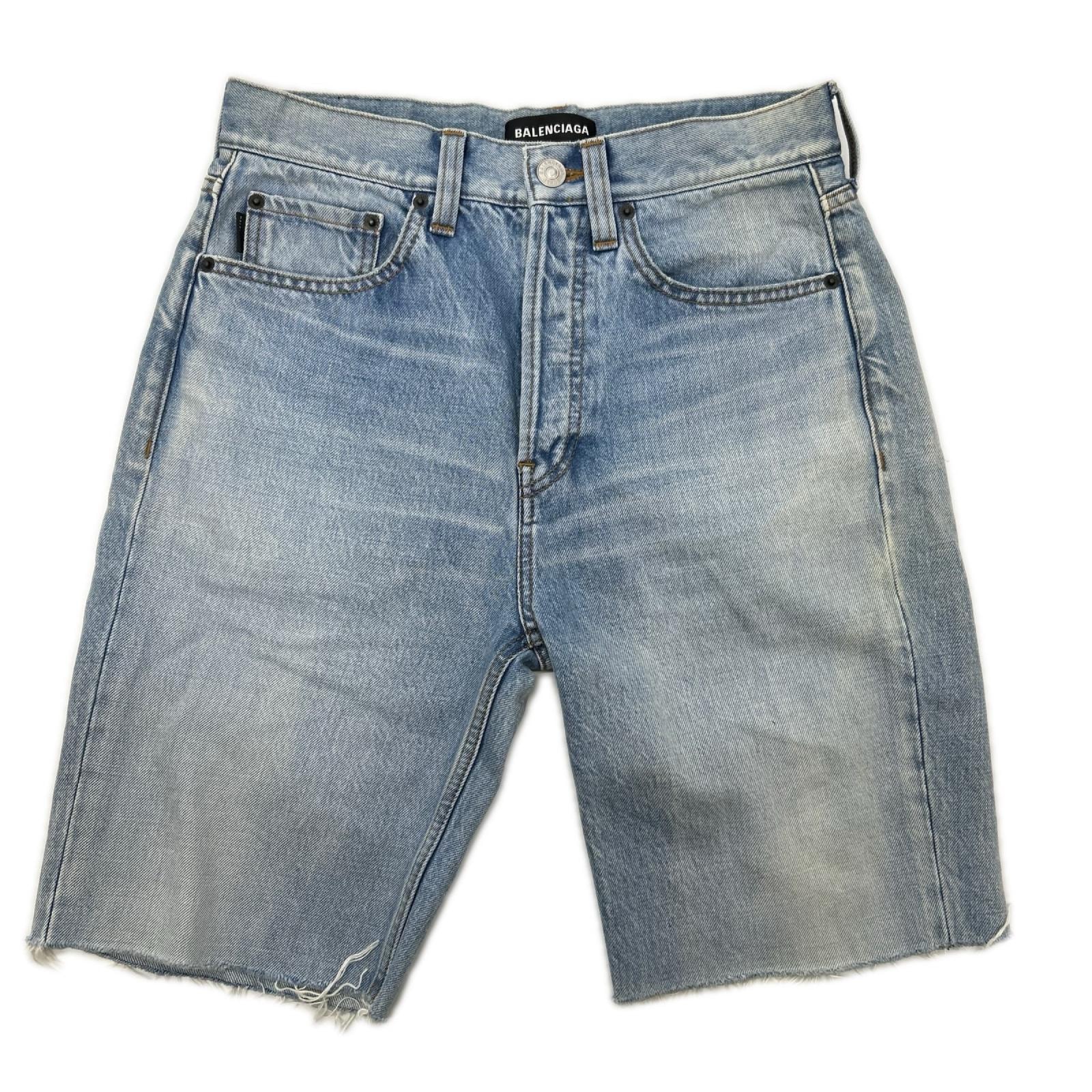 バレンシアガ 18年 534522 TYE14 インディゴ デニム ハーフパンツ 29