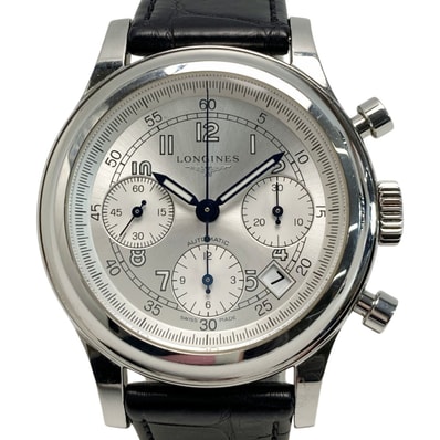 ☆☆LONGINES ロンジン ヘリテージ 1951 デイト クロノグラフ L2.745.4.73.2 シルバー 自動巻き メンズ 腕時計 箱有