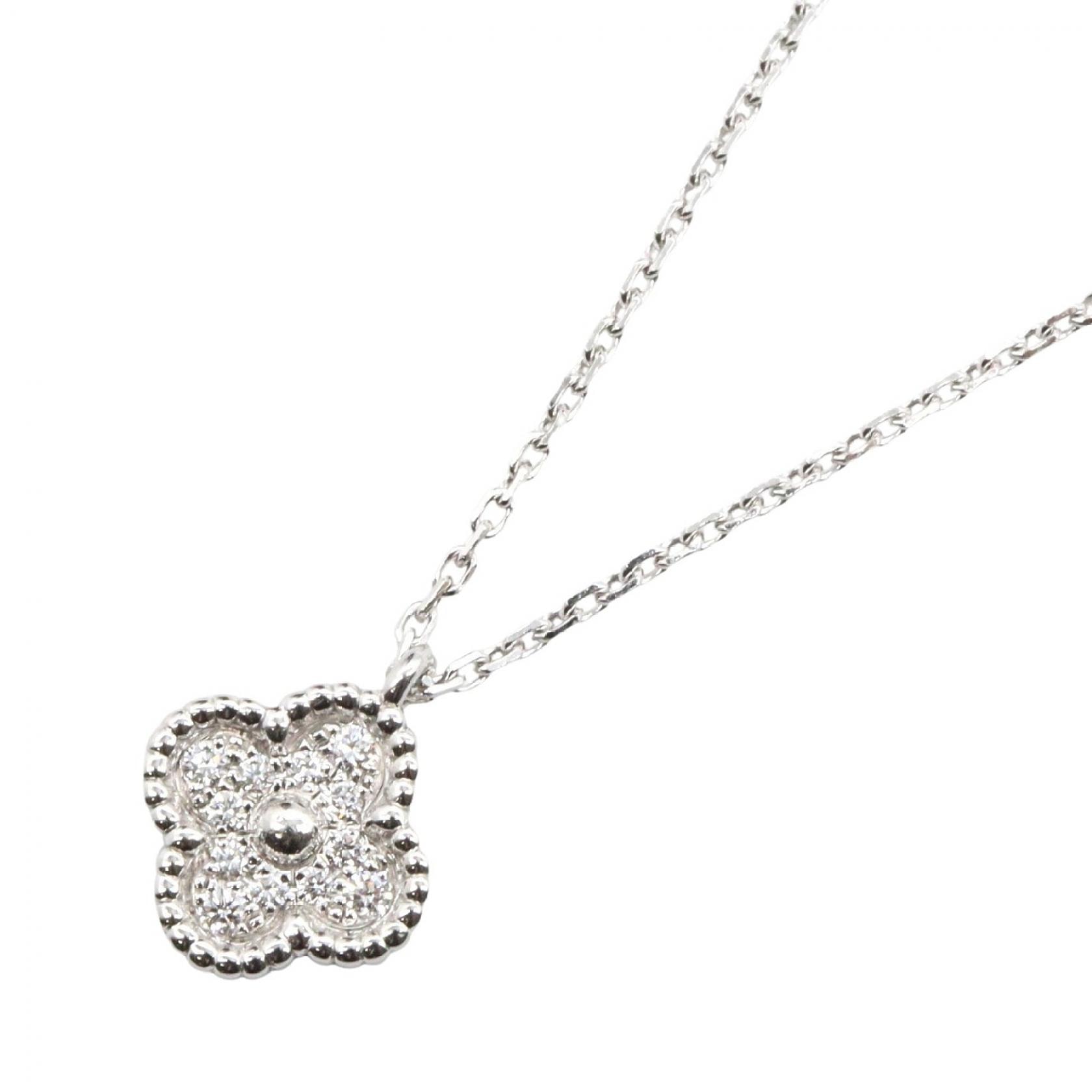 ヴァンクリーフ&アーペル Van Cleef & Arpels スウィートアルハンブラ ダイヤ ネックレス ネックレス ジュエリー K18WG(ホワイトゴールド) ダイヤモンド レディース シルバー系 / クリア系 【中古】