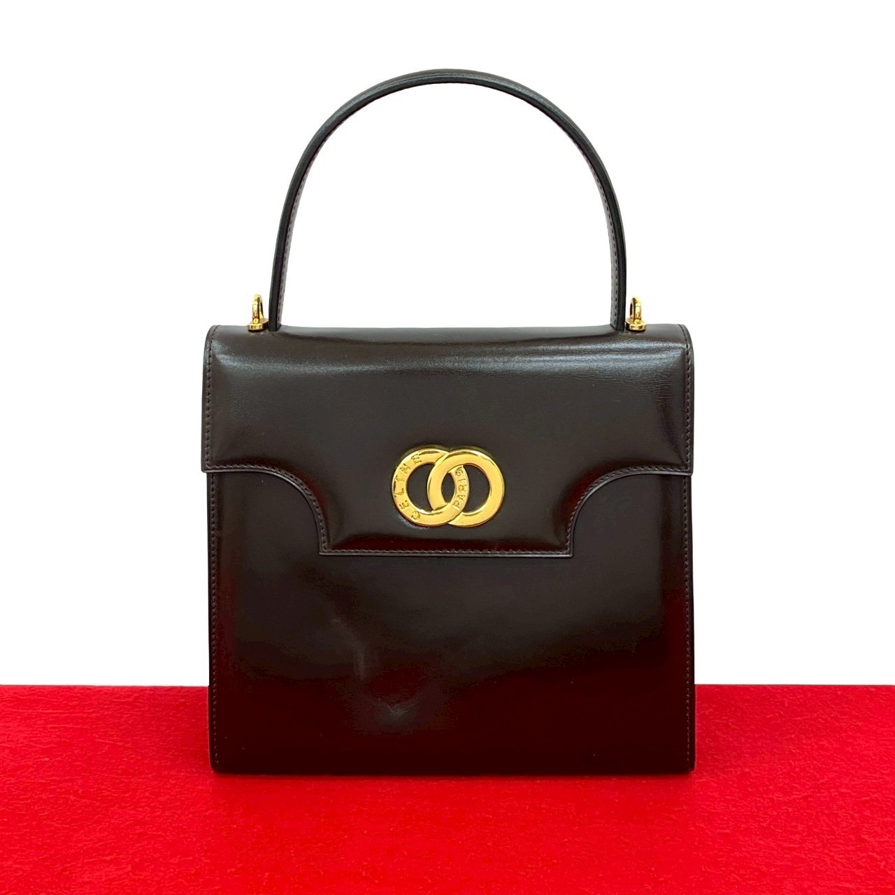 CELINE セリーヌ サークルロゴ 金具 カーフ トートバッグ ブラウン
 33566