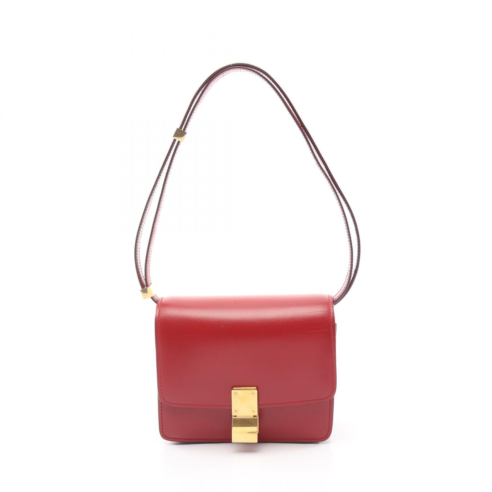 セリーヌ CELINE クラシックボックス スモール ショルダーバッグ バッグ レザー レディース レッド系 【中古】