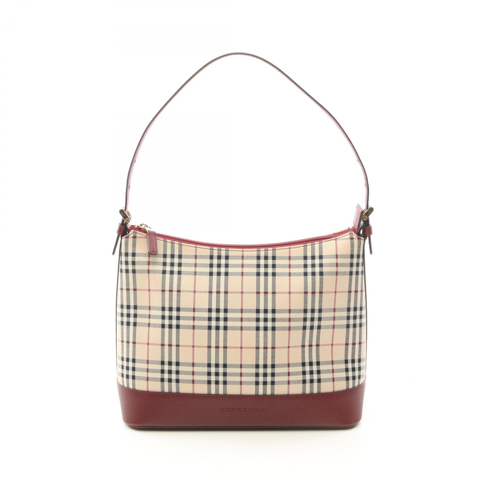 バーバリー BURBERRY ノバチェック ショルダーバッグ バッグ キャンバス レザー レディース ベージュ系 / ボルドー系 / マルチカラー 【中古】