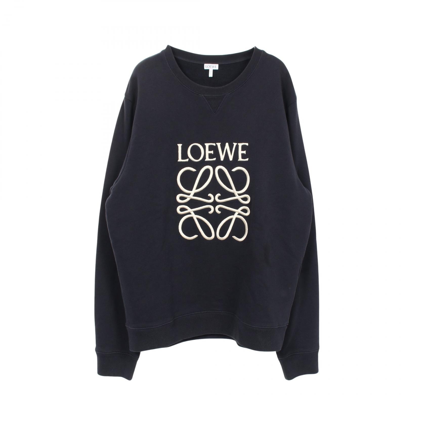 ロエベ LOEWE アナグラム エンブロイダリー スウェット 衣料品 トップス コットン メンズ ネイビー系 【中古】