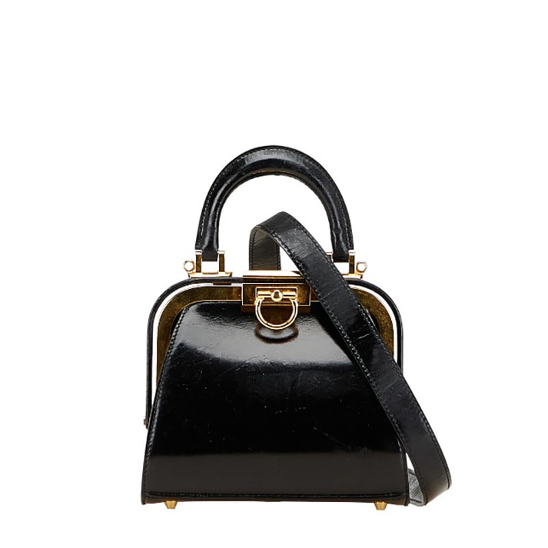 ディオール ハンドバッグ ショルダーバッグ 2WAY ブラック ゴールド パテントレザー レディース Dior 【中古】