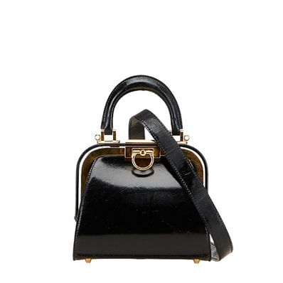 ディオール ハンドバッグ ショルダーバッグ 2WAY ブラック ゴールド パテントレザー レディース Dior 【中古】