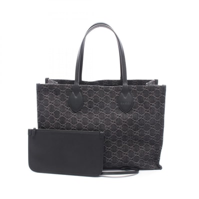 グッチ GUCCI オフィディア ラージ GGデニム トートバッグ バッグ デニム レザー レディース ブラック系 772184 【中古】