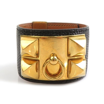 エルメス HERMES ブレスレット リザード ブラック レディース【中古】 56944a