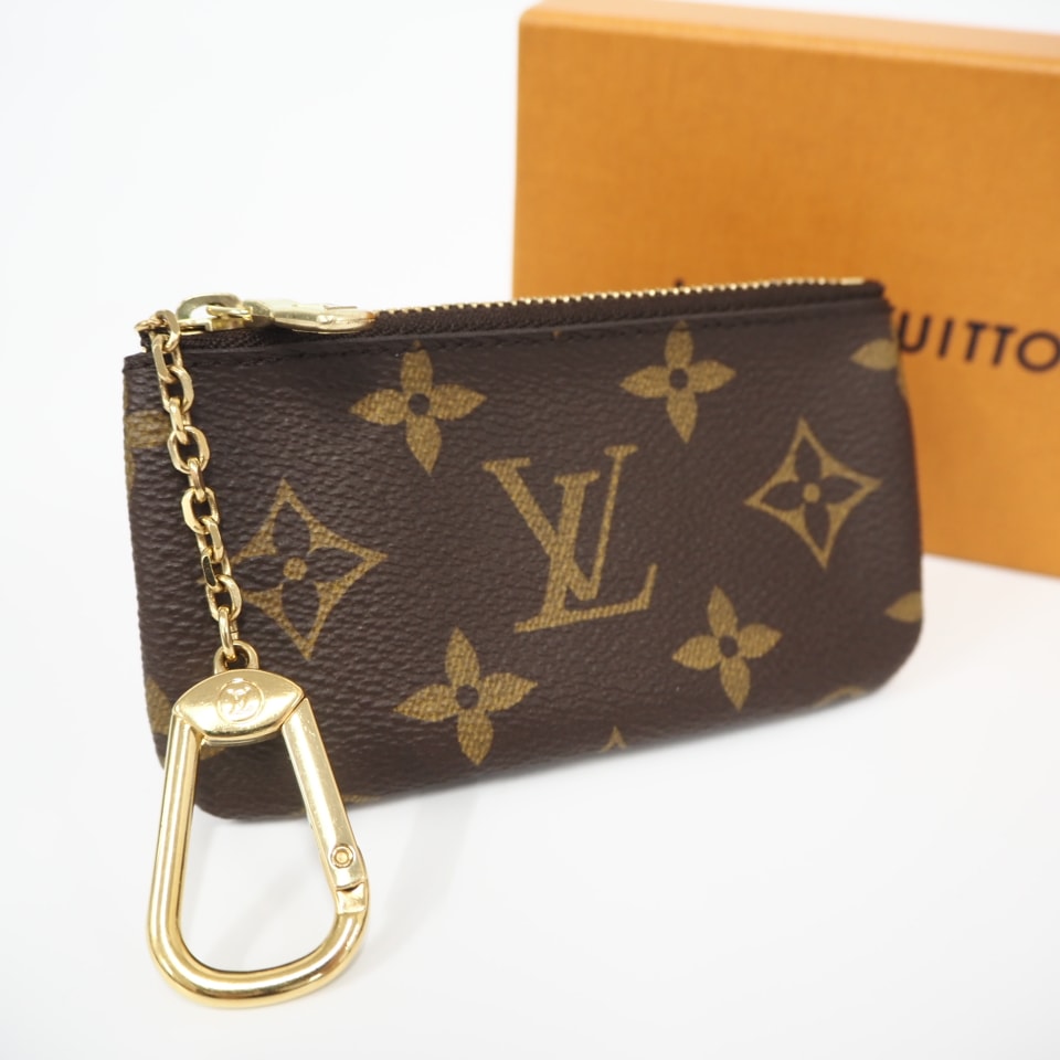 美品 LOUIS VUITTON ルイ・ヴィトン モノグラム キーケース ポシェット クレ M62650 コインケース ブラウン ベージュ コーティングキャンバス レザー レディース