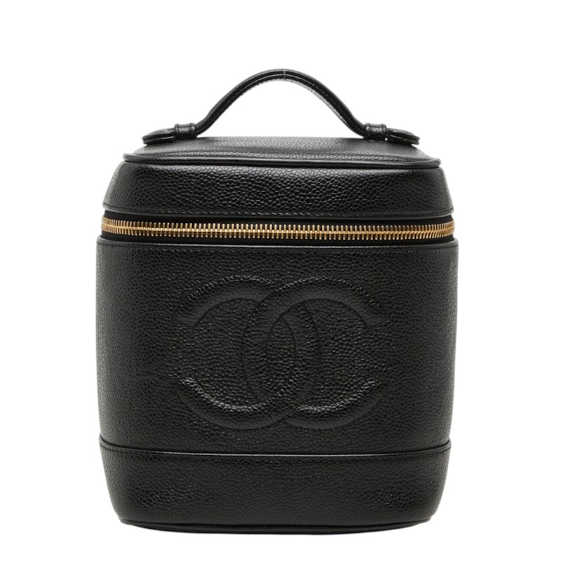 シャネル ココマーク バニティバッグ ハンドバッグ A01998 ブラック キャビアスキン レディース CHANEL 中古