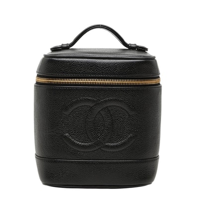 シャネル ココマーク バニティバッグ ハンドバッグ A01998 ブラック キャビアスキン レディース CHANEL 中古