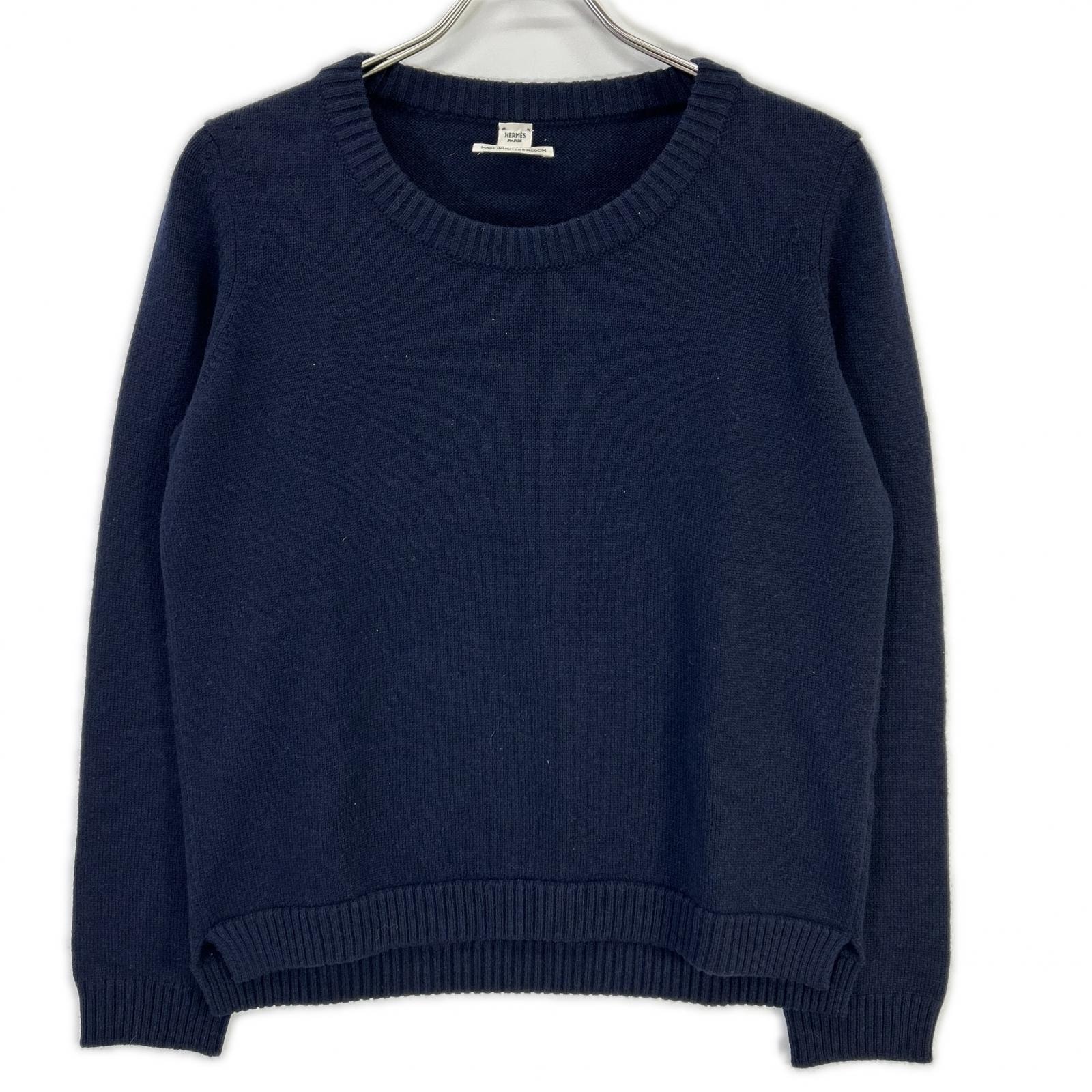 エルメス ルメール期 ネイビー カシミヤ ニットセーター 42