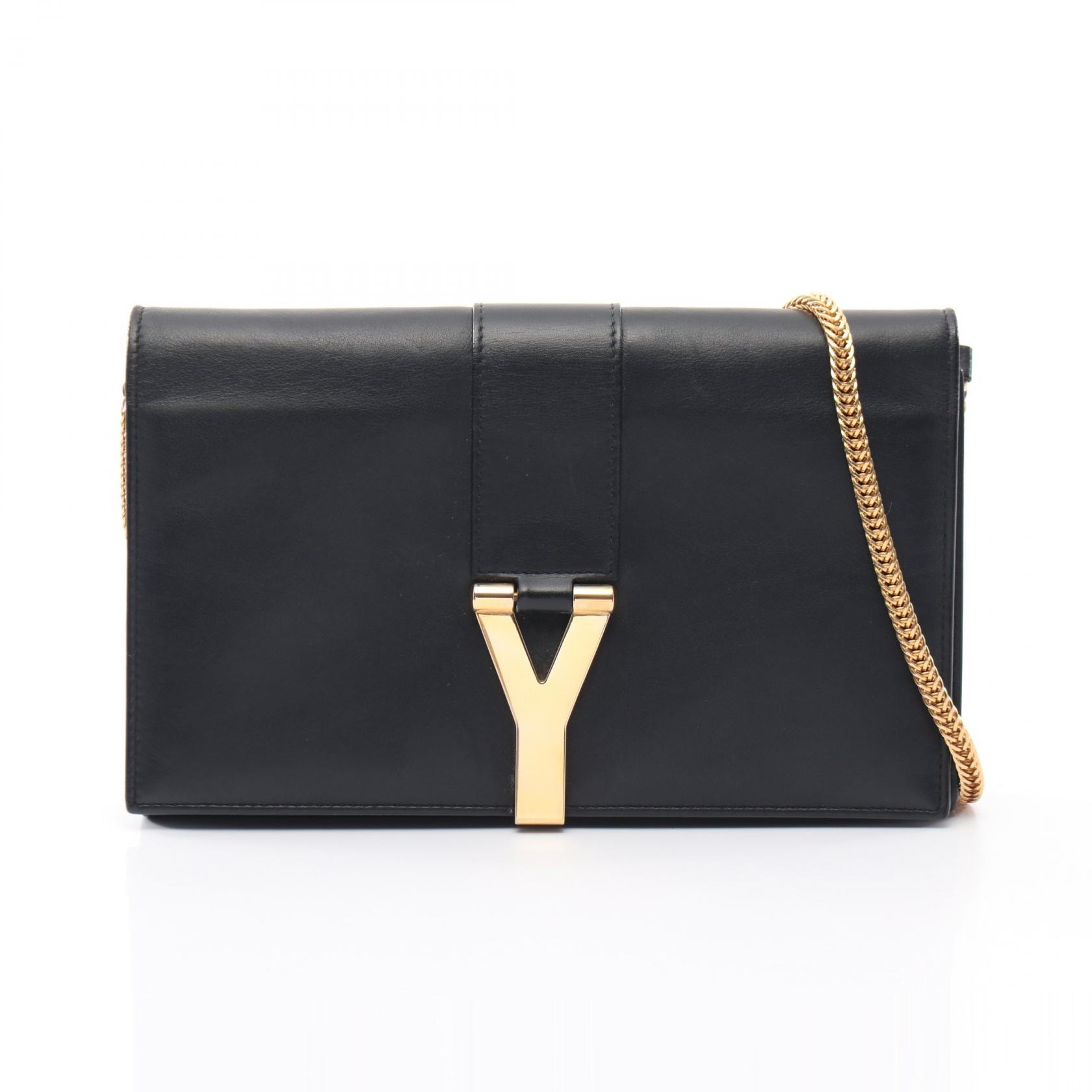 サンローランパリ SAINT LAURENT PARIS クラシックY ショルダーバッグ バッグ レザー レディース ブラック系 348117 【中古】