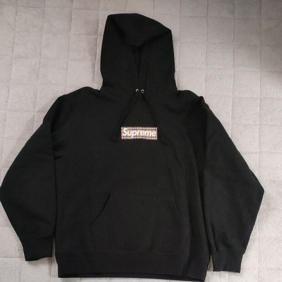 Supreme / Burberry Box Logo Hooded Sweatshirt "Black"