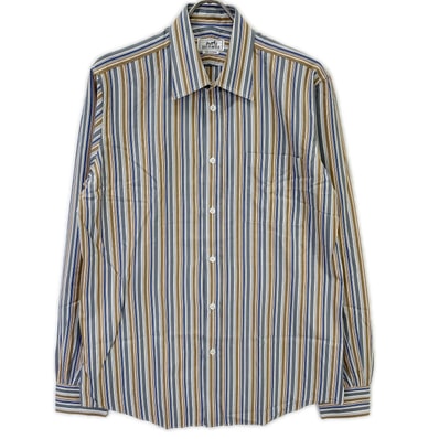 エルメス 【美品】ストライプ セリエボタン 長袖シャツ 40-15 3/4