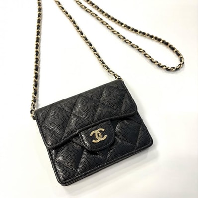 シャネル CHANEL マトラッセ AP0238 B10583 C3906 チェーンウォレット ココマーク CC キャビアスキン ブラック ポシェット【鑑定済み】正規品
