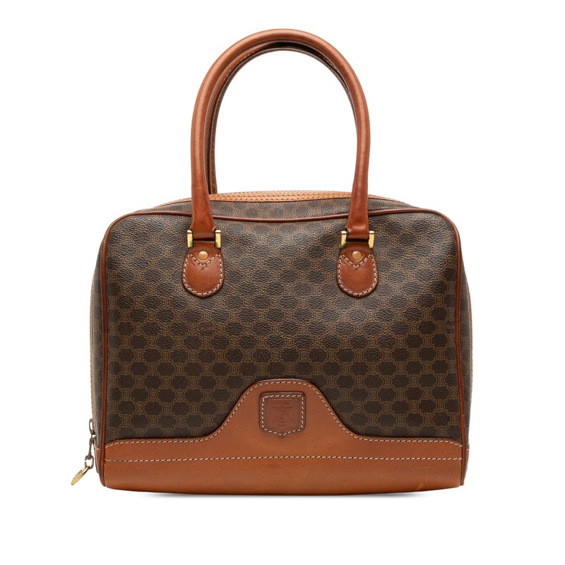 セリーヌ マカダム ハンドバッグ ブラウン PVC レザー レディース CELINE 【中古】