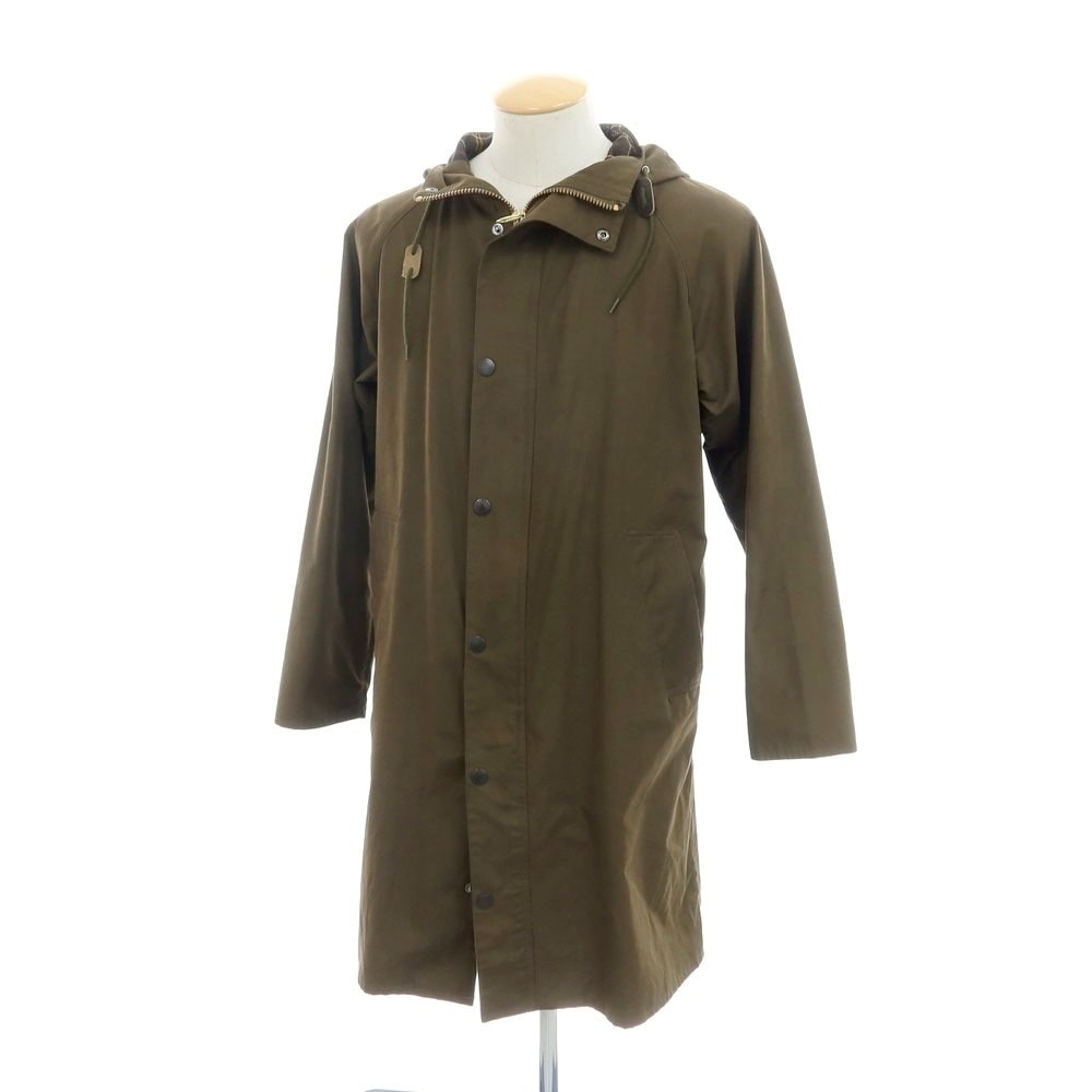 【中古】バブアー Barbour ポリエステル コットン フーデッドコート ダークオリーブ【サイズ36】【メンズ】