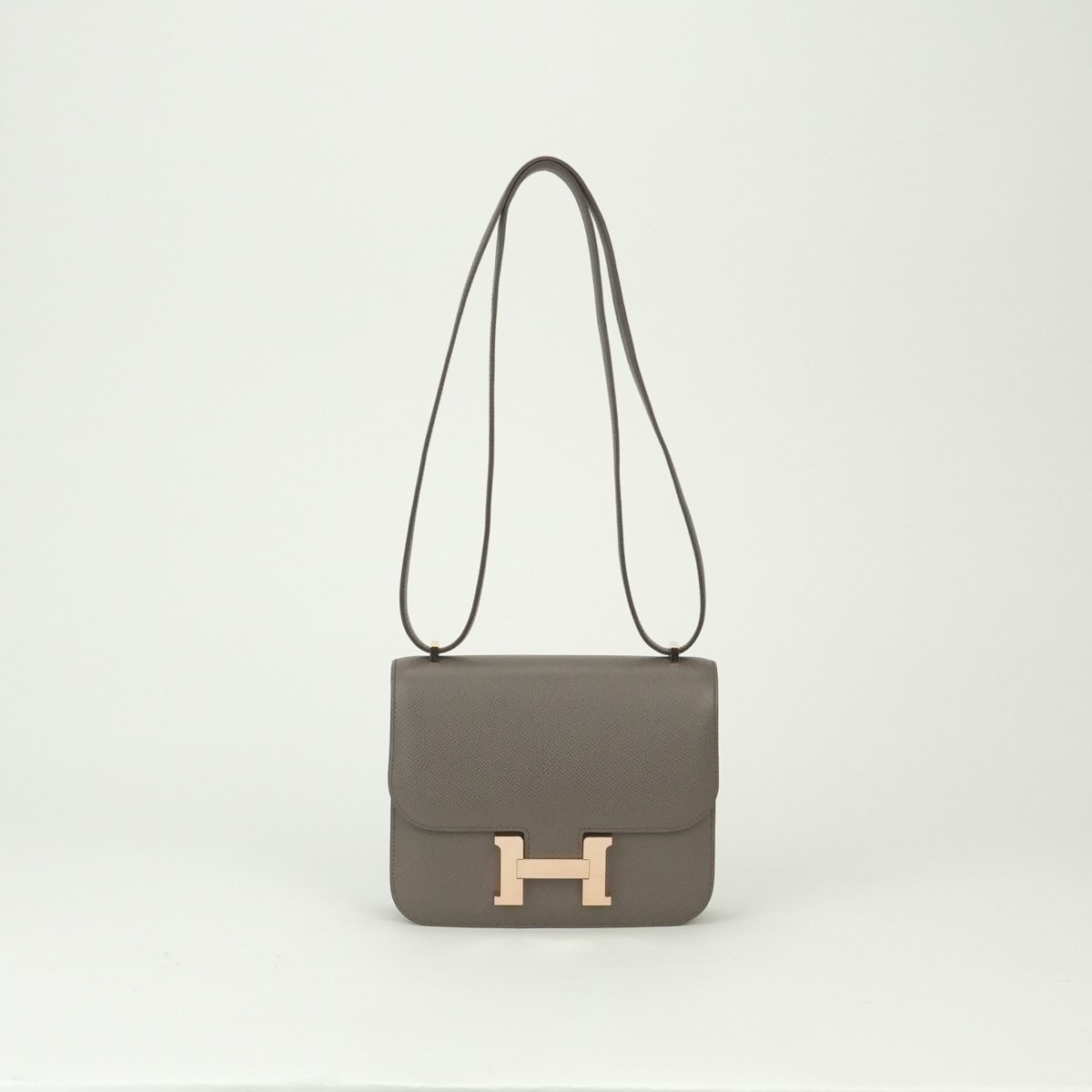 エルメス HERMES コンスタンス3 ミニ18 コンスタンス 3 ミニ 18 バッグ ショルダーバッグ エプソン エタン Etain グレー Gray ピンクゴールド(ローズゴールド)金具 ヴォーエプソン RG金具