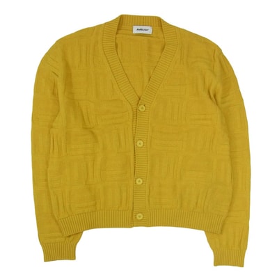 AMBUSH アンブッシュ 23SS BMHB010S23KNI001 イタリア製 モノグラム Vネック ニット カーディガン イエロー系 XL【中古】
