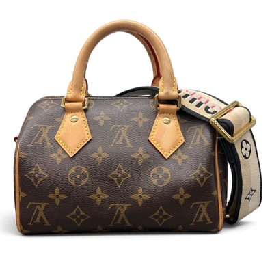 LOUIS VUITTON 美品 ルイヴィトン スピーディ バンドリエール20 モノグラム 2way ミニボストン ショルダーバッグ M46234 PVC レザー RFID確認済 ブラウン ハンドバッグ ABランク 中古 鑑定済 ヴィトンバッグ
