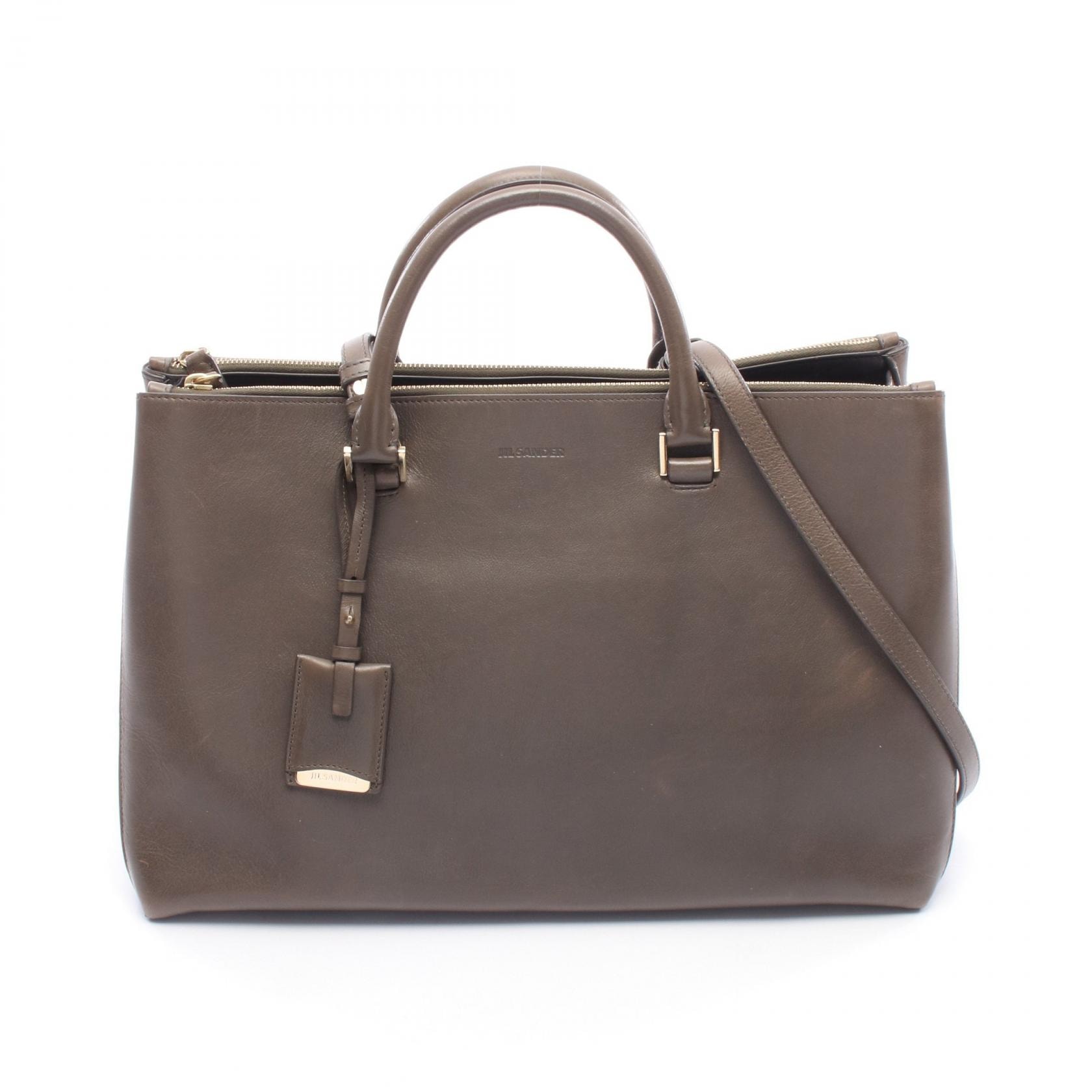 ジルサンダー JIL SANDER 2WAY トートバッグ バッグ レザー レディース グレー系 【中古】