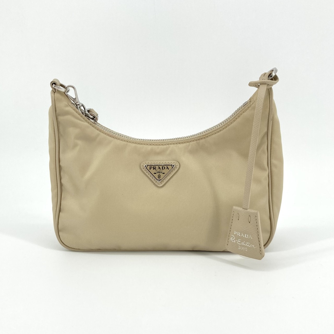 PRADA(プラダ) Re-Edition 2005 Re-Nylon×サフィアーノレザー ポーチ付 1BH204 ショルダーバッグ ベージュ