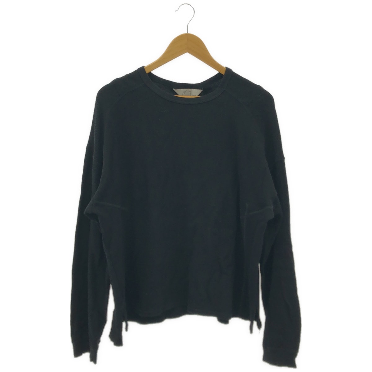 アンセルム ANC-CT159 ブラック WAFFLE CREW NECK LS 2