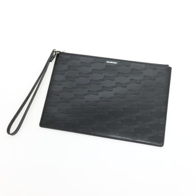 【中古】【未使用】バレンシアガ BALENCIAGA レザー クラッチバッグ ブラック【WxH20】【メンズ】