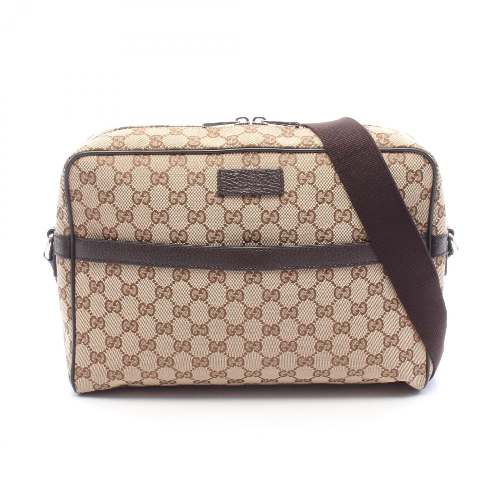 グッチ GUCCI GGキャンバス ショルダーバッグ バッグ キャンバス レザー メンズ レディース ベージュ系 / ブラウン系 449173 【中古】