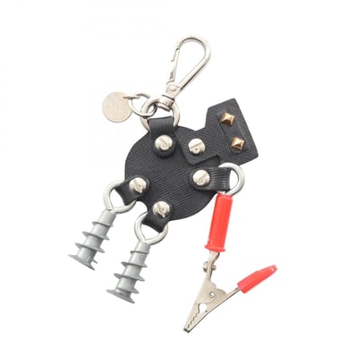 プラダ PRADA ロボット チャーム アクセサリー サフィアーノレザー メタル レディース ブラック系 / シルバー系 / レッド系 【中古】