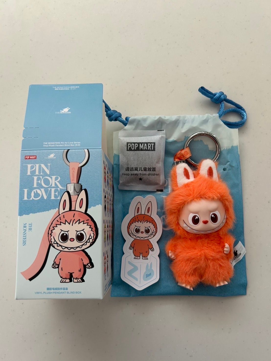 POP MART THE MONSTERS (LABUBU) Pin for Love Series-Vinyl Plush Pendant (N-Z) Z