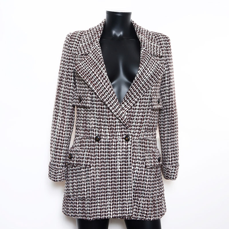 シャネル CHANEL Size:36 ツイード チェック ココマーク ボタン 01A 2001s ジャケット【中古】
