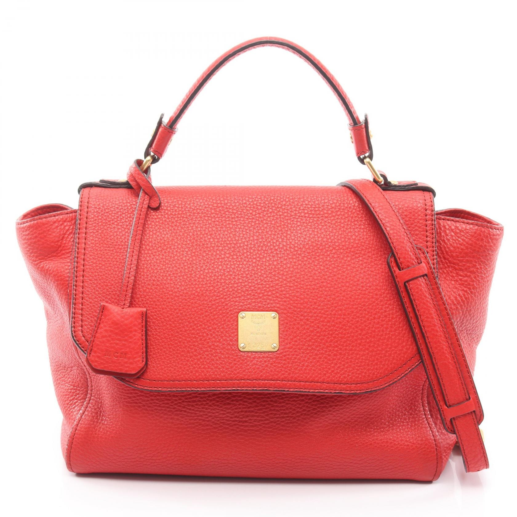 エム・シー・エム MCM 2WAY ハンドバッグ バッグ レザー レディース レッド系 【中古】