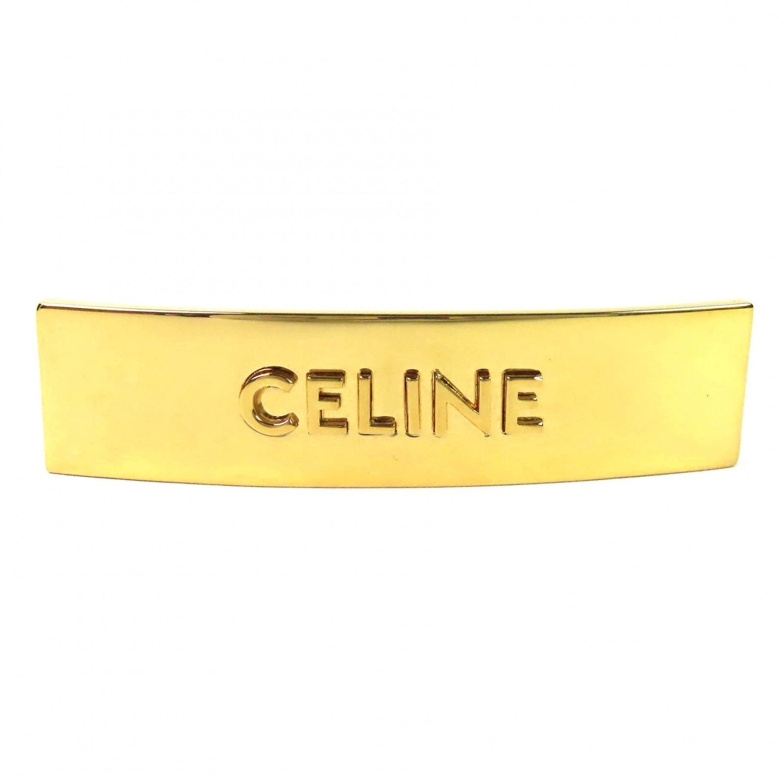 極美品 セリーヌ ロゴ スクエア バレッタ ヘアアクセサリー ゴールド