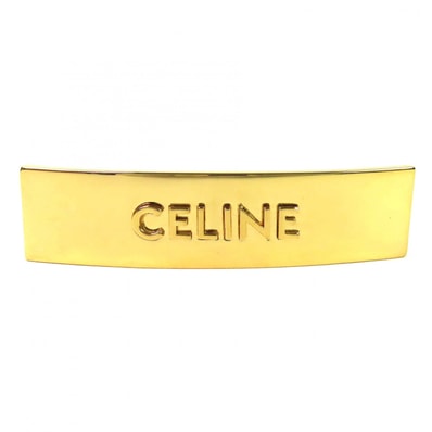 極美品 セリーヌ ロゴ スクエア バレッタ ヘアアクセサリー ゴールド
