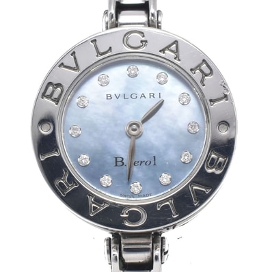 ブルガリ BVLGARI BZ22S B-Zero1 12P ダイヤモンド ブルーシェル クォーツ レディース 良品 腕時計 M#148233