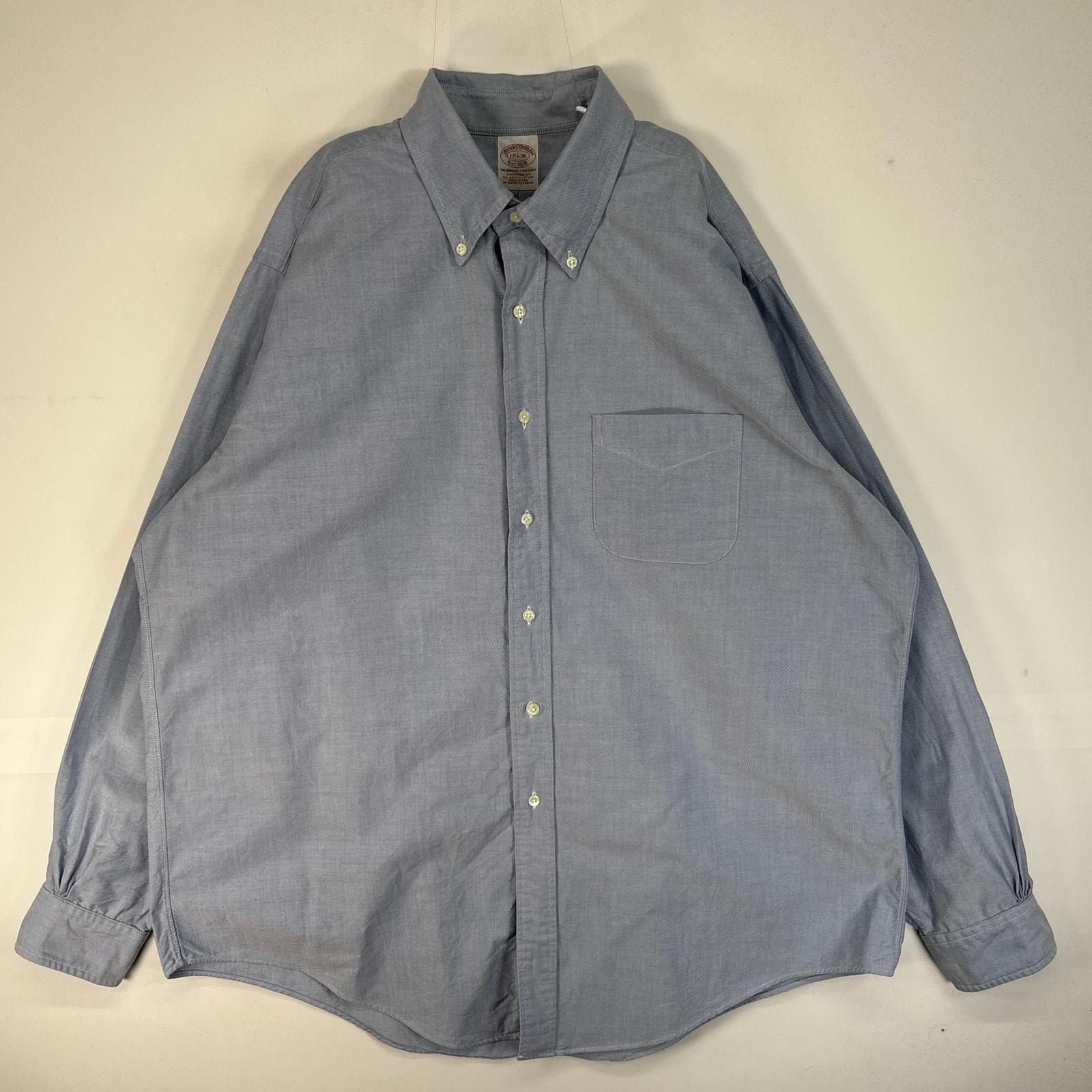 古着 ブルックスブラザーズ Brooks Brothers 長袖シャツ USA製 TRADITIONAL FIT オックスフォード XL  ブルー系 無地 メンズ