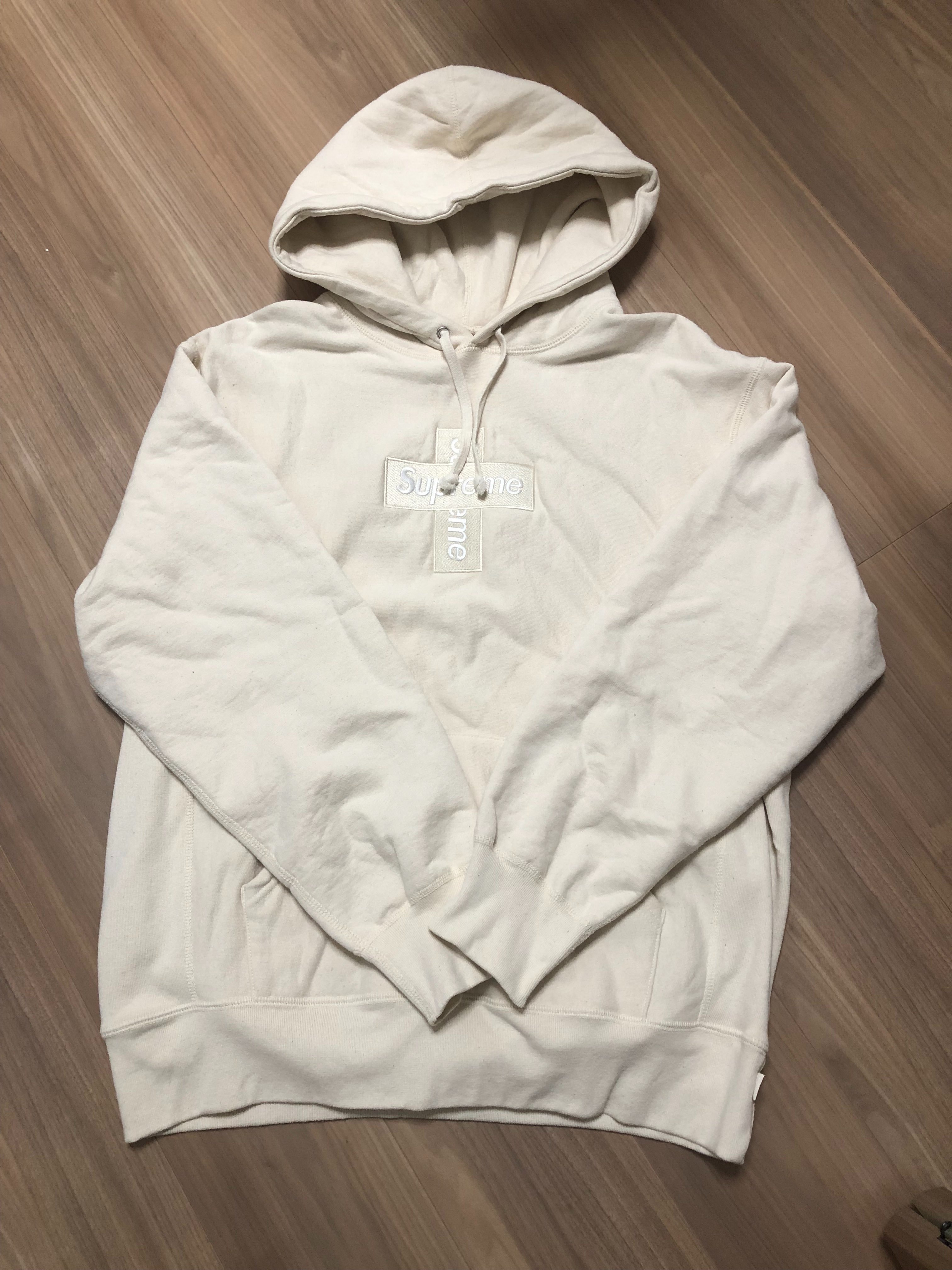 Supreme Cross Box Logo Hooded Sweatshirt "Natural"